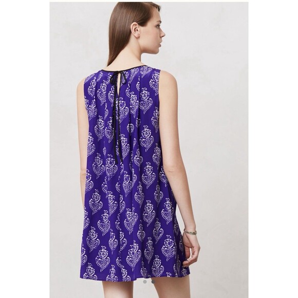 Anthropologie SILK Purple Floral Petal Shift Dress By Maeve Women’s Size Small - Picture 8 of 8